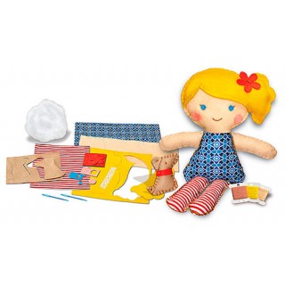 Costure uma boneca menina e cachorrinho, Kit brinquedo Educativo, Agulha Plástica Bordar 8+