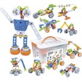 Kit Robótica Kids c/ 167pcs Parafusos Montagem Veículos, Robôs 10 em 1 STEAM 5+