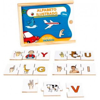 Alfabeto ilustrado libras, 78 peças, jogo da memoria,  brinquedos educativos, criativos, inclusão, Mdf, 3+