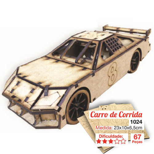 Carro de corrida para montar, Quebra-Cabeça 3D, 67 peças, Brinquedo MDF