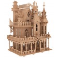 Casa de Boneca, Castelo Montar, Quebra-Cabeça 3D + de 200 pcs, Brinquedo MDF + 35 moveis