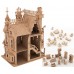 Casa de Boneca, Castelo Montar, Quebra-Cabeça 3D + de 200 pcs, Brinquedo MDF + 35 moveis