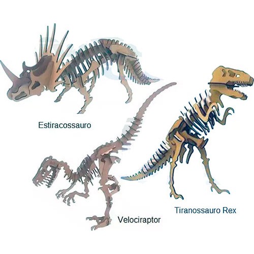 Dinossauro T-Rex p/ montar, Quebra-Cabeça 3D, 27 peças, Brinquedo e  decoração MDF