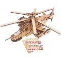 Helicóptero de Combate p/ Montar, Quebra-Cabeça 3D, 82pcs, Brinquedo MDF