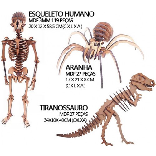 Brinquedo 3d Dinossauro T- Rex 27 Peças Madeira Para Montar