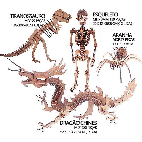 Brinquedo Quebra Cabeça 3d Dinossauro Tiranossauro Rex Mdf : :  Brinquedos e Jogos