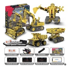 Escavadeira Caminhão Robô 5x1 projetos STEM Controle 555pcs