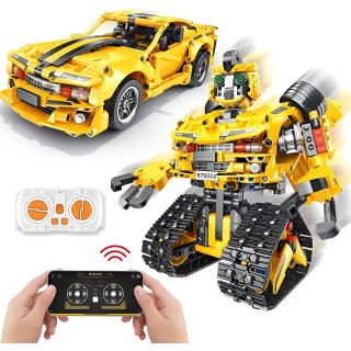 Robô Transformers Bumblebee Controle Remoto 2x1 901pcs Programavel