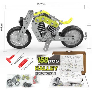 Moto Kit Robótica Iniciante Estrutural STEM Montagem parafusos Motorcycle DIY Halley 158pcs