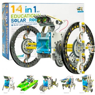 Robô 14 em 1, Kit Robótica Iniciantes Energia Solar, Brinquedo Educativo + PDF Educativo