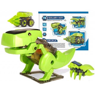 Robô Energia Solar T3em1, T-Rex Robótico, Inseto e Trator, Kit Robótica sustentável Educativo