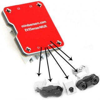 Multiplexer Sensor para EV3 or NXT, Conecte até 3 sensores no Multiplexador