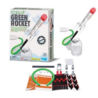 Kit Ciência Verde Lança Foguete, Brinquedo Sustentável, Recicle uma garrafa, Green Rocket