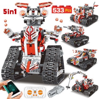 Robô 5x1 veiculos Controle Remoto STEM, Kit Robótica 533 pcs 8+ DIY