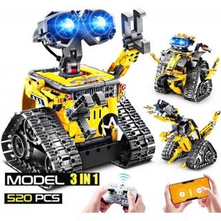 3x1 Robô controle remoto, Kit Robótica Montagem 520 pcs 8+ Kit STEM DIY