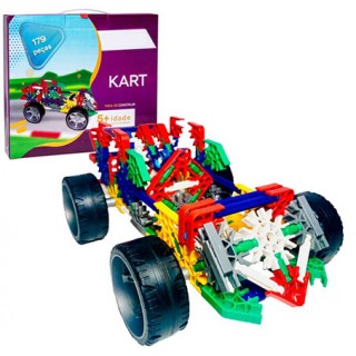 Kart Kit Robótica 179 pçs, Infantil Educativo p/ Montar STEM 6+ compativel knex