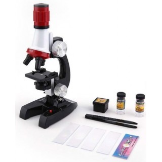 Microscópio Biológico Kit Ciência Iniciantes Zoom 1200x c/ Laminas